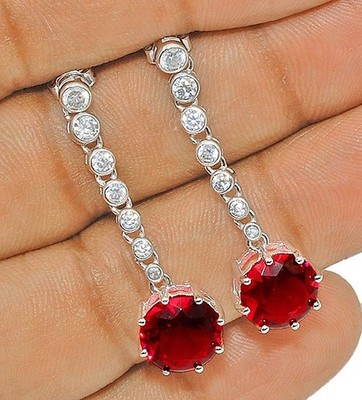Ohrringe 2 kt wärmebehandelter Feuergranat 925 massiv Sterlingsilber Schmuck