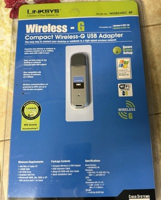 LinkSYS Cisco WUSB54GC-BP Compact Wireless-G USB Wi-Fi Network Adapter Desktop