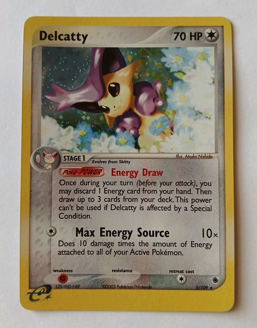 Vintage DELCATTY 5/109 Rare Holo RUBY & SAPPHIRE Pokemon 2003 NM 🌟 Super Clean