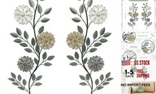 MorningRo 2 Pcs Metal Flower Leaves Wall Art Spring Wall Decor Living Green
