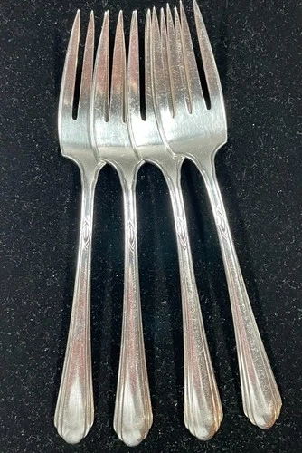 Set of Four Lady Diana by Towle Sterling Silver Salad Forks 6 3/8", 4.26 Toz.
