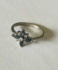 925 Sterling Silver ring, sapphire stones, flower design, size 5, Vintage