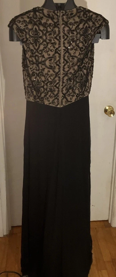 VESTIDO VESTIDO FORMAL NEGRO CON CUENTAS 100% SEDA COLECCIÓN TADASHI 8 Foto 4 de 4