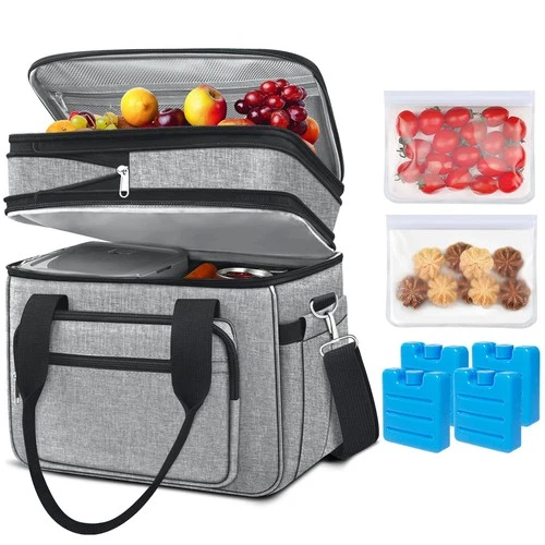 23L Extra Large Expandable Insulated Cooler Lunch Box for Men Double Deck - Picture 1 of 8