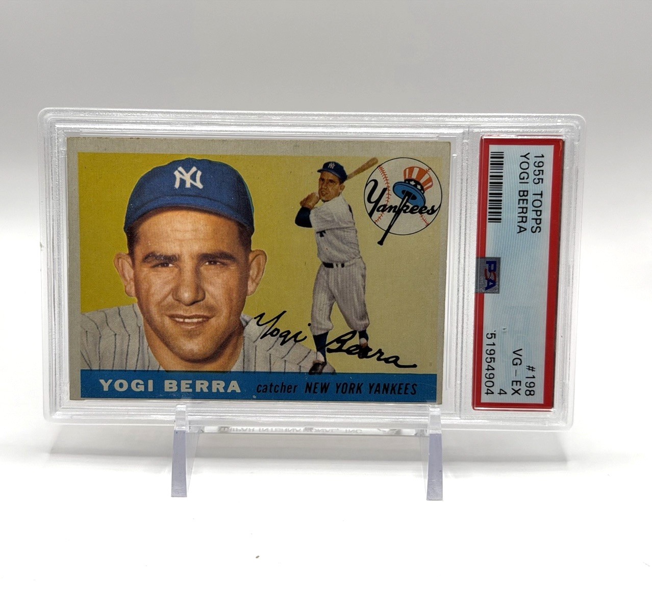 1955 Topps Yogi Berra #198 PSA 4 VG-EX New York Yankees Vintage Baseball Card view 3