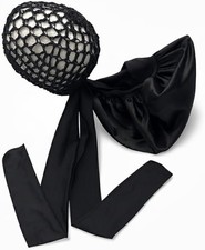 2 in 1 Wrap Cap Bonnet Adjustable Tie Satin Hair Wrap Silk Press Protection