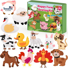Sewing Kit for Kids Ages 6 , Beginner Felt Sewing Craft Kit, DIY Farm Stuffed An