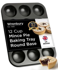 Mince Pie Baking Pan 12 Cup - Jam Tart Pan - Commercial Grade Premium Non Sti...
