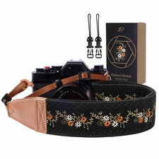 Camera Strap - 2" Full Grain Leather Ends Camera Straps for Photographers, Vi...