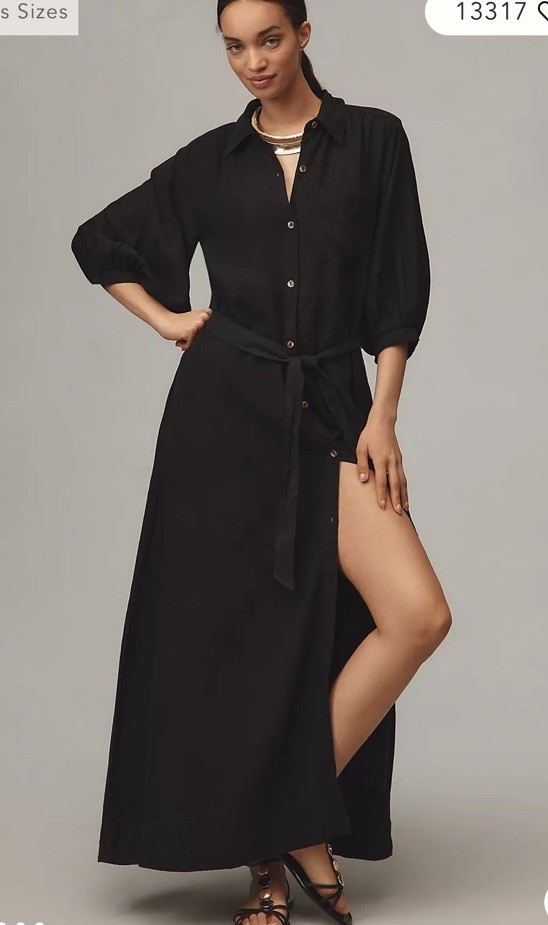 anthropologie. The Mona Linen Shirt Dress by Maeve Size Small