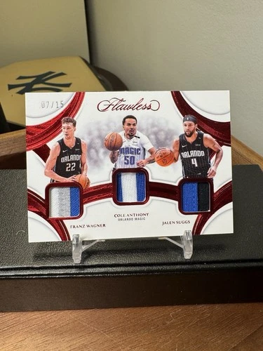 FRANZ WAGNER JALEN SUGGS COLE ANTHONY 2024-25 FLAWLESS TRIPLE GU PATCH RED #/15