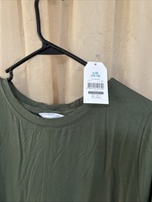 Time And Tru Womens 3/4 Sleeve Swing Dress Stretch Knit Size L 12-14 Olive NWT