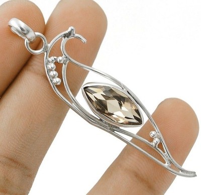 3 kt natürlicher Rauchtopas 925 Sterlingsilber Anhänger Schmuck 1 1/4 Zoll lang @B19-6