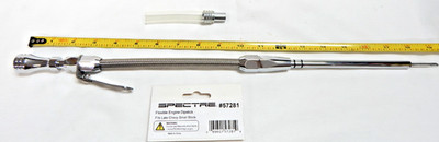 Flexible Stainless Braid Chrome Billet Dipstick SBC Small Block Chevy 1980-1985