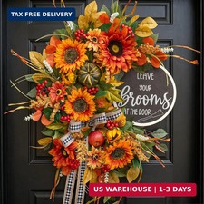 Fall Wreaths for Front Door 24 Inch Outside, Autumn Rustic Sunflower Wreath  Pu
