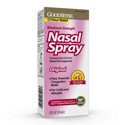 Goodsense Maximum Strength Nasal Spray 1 Fl Oz Fast Relief For Allergies Cold