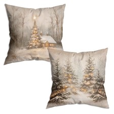 Vintage Winter Christmas Pillow Covers 18x18 Set of 2, Christmas Home Decor, ...