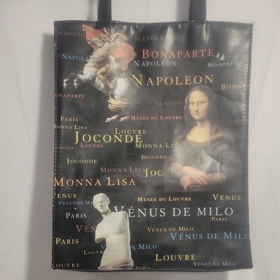 Tote bag with Louvre art classics  Mona Lisa, Paris, Venus de Milo, Napolean
