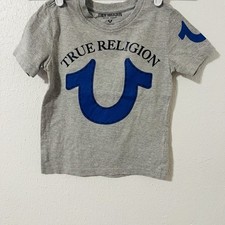True Religion Kids Boys Gray and Blue T-Shirt Size 5 Casual School Everyday EUC