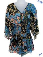 ZARA Multicolor Patchwork Print Flowy Floral Romper Women  s Small semi- sheer