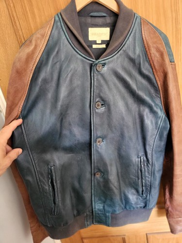 Levis "Made & Crafted" Leather Bomber Varsity Jacket Made in Italy - size M - Picture 3 of 18