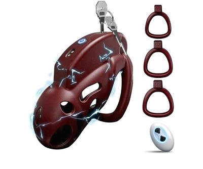 Male Chastity Device with Vibration - Wireless Remote & 3 Sized Rings Set - New