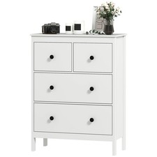 HOMCOM Modern Chest of Drawers, 4 Drawer Dresser for Bedroom, White