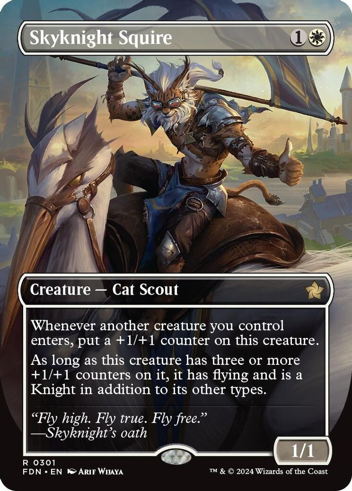 2024 Magic: The Gathering FDN - Skyknight Squire Borderless (#301, R, Near Mint)