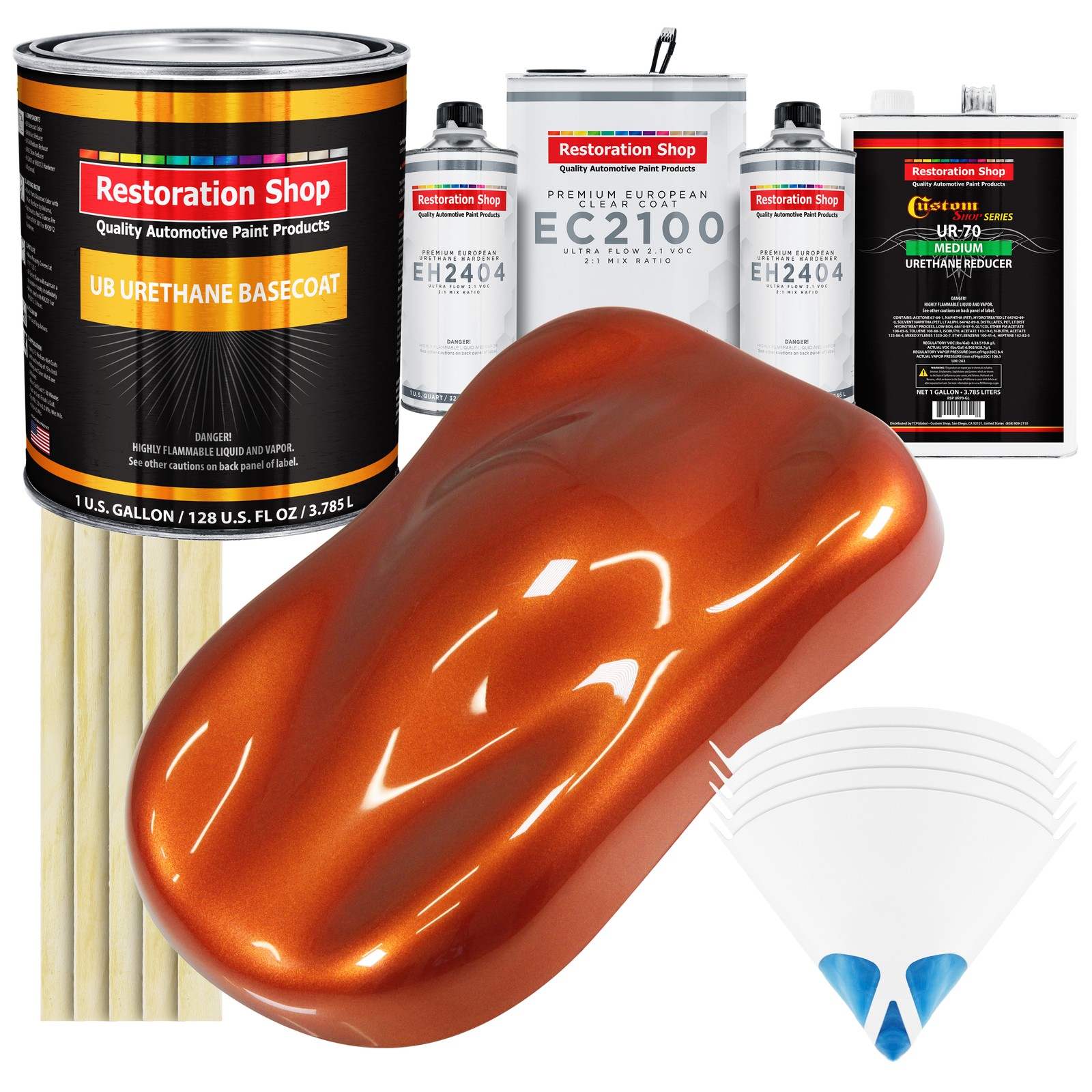 Inferno Orange Pearl Metallic Urethane Basecoat Gallon Kit with European Clear Coat