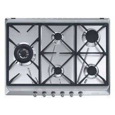 Smeg Cucina 70cm 5 Burner Gas Hob with Wok Burner - Stainless Steel SRV575GH5