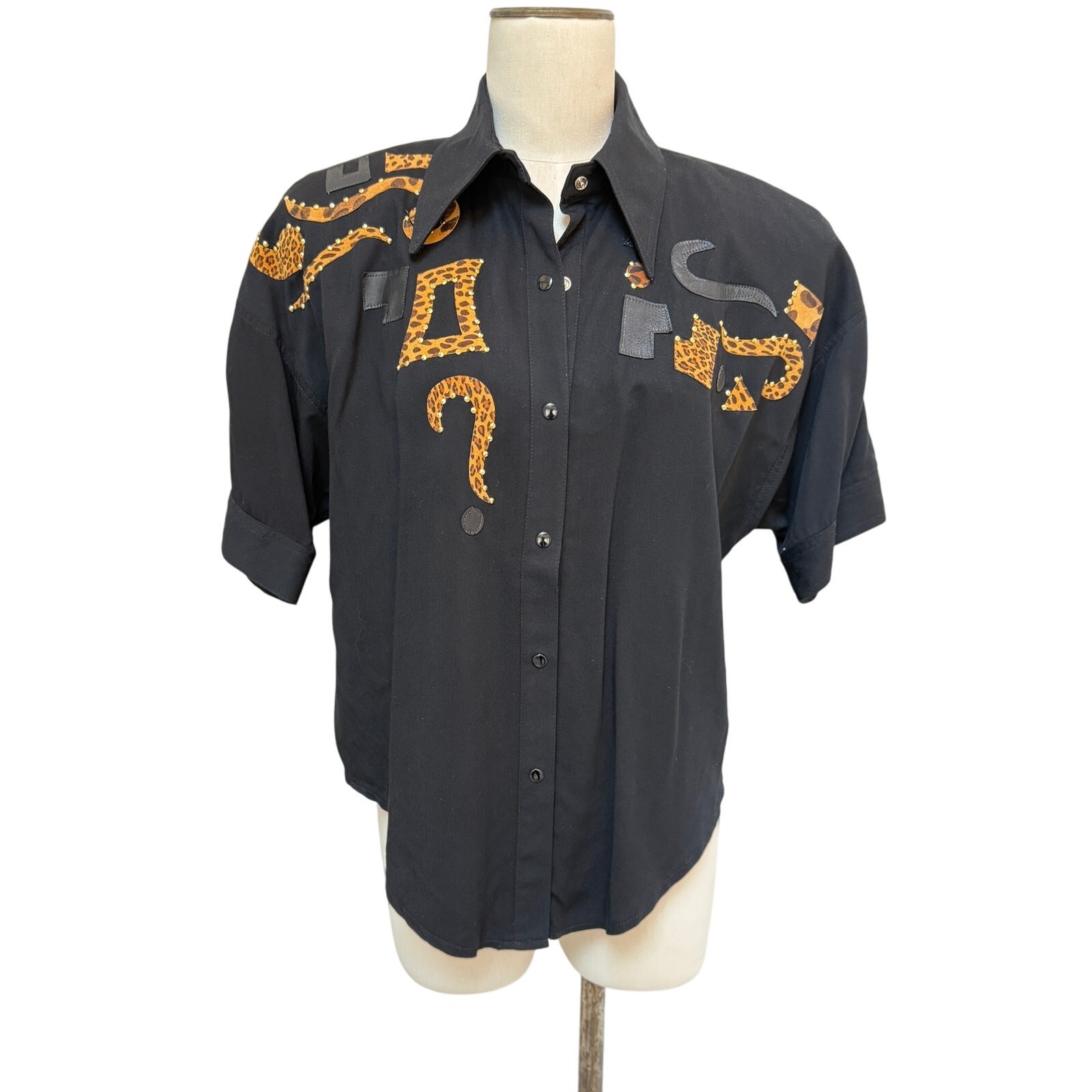 Cache Vtg 80s 90s Statement Leopard Leather Bombe… - image 1