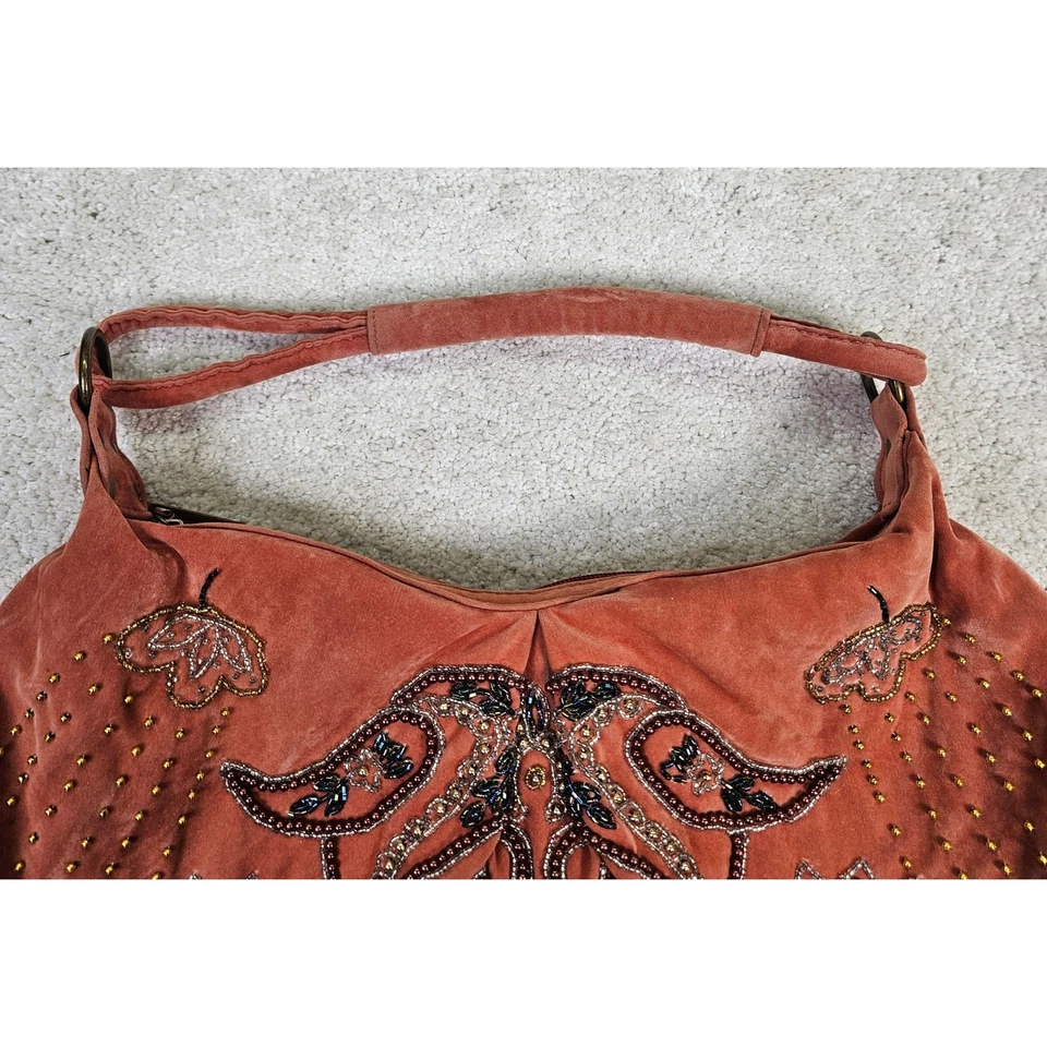 De Colección Para Nine Y2K Terciopelo Bohemio Hobo Bolso Con Cuentas Bordado Bolso de Hombro Cartera Foto 3 de 4