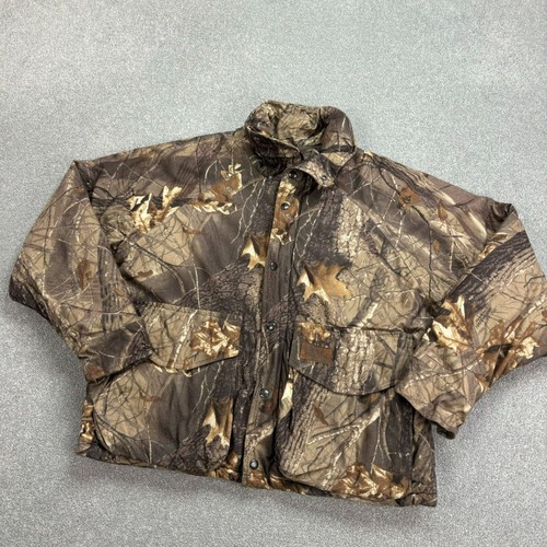 RealTree Jacket Adult Medium Brown Workwear Camo Hunting 90s Lined Coat Mens - Picture 2 of 8
