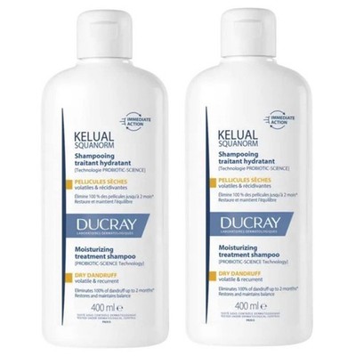 2 PACK Ducray Kelual Squanorm Moisturizing Shampoo Dry Dandruff 400ml EXP 07/27