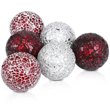 6 Pcs Decorative Glass Balls, 2.5 Inch Mosaic Orbs for Centerpieces, Mixed Co...