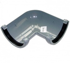 FLOPLAST 112mm Round Gutter Pipe 90 Degree Angle - Grey - FREE Next-Day Delivery
