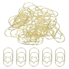 2x1 Inch Large Paper Clip, 20 Pcs Metal Star Paper Clip Cute Bulk, Gold Tone