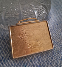 RARO Anni '50-'60 Specchietto a valigetta Art Decò Porta cipria Powder Case Vint