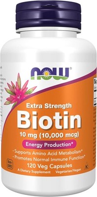 NOW Foods Supplements, Biotin 10 mg (10,000 mcg), Extra Strength, 120 Veg Caps