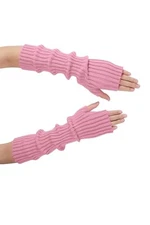 Clothirily Arm Warmers, Women's Winter Long Fingerless Gloves Knit Mitten Pink