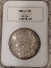 1898-o  $1 MORGAN SILVER DOLLAR NGC MS64–OLD NGC "FATTY" HOLDER Nice Color 666