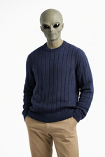 Dockers Men  s Medium Sweater Navy Blue Ribbed Knit Crewneck