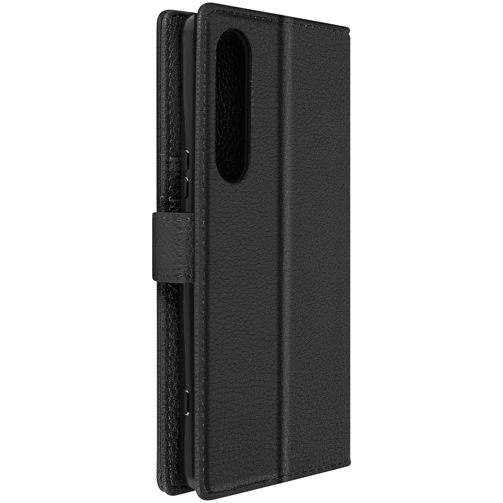Housse Xperia 1 V Avizar en similicuir noir avec porte-cartes intégré