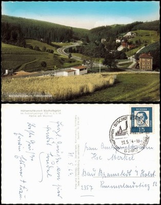 Postcard Bischofsgrün Street in the Main Valley color photo postcard 1964