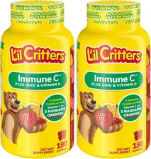 Lil Critters Kids Immune C Vitamins C, D3 & Zinc, 190ct (2 Pack), Exp 2/26