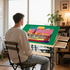 Puzzle Table with Drawers 1500 Piece, Jigsaw Puzzle Table with Legs Adjustabl...