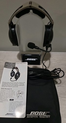 Bose X A10 Aviation Pilot Headset 6 Pin Lemo Plug w/ Case & New Ear Pads Mic Muf