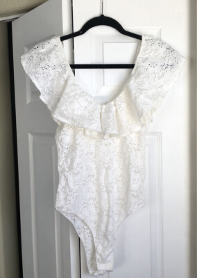 Oysho white lace summer bodysuit, Medium