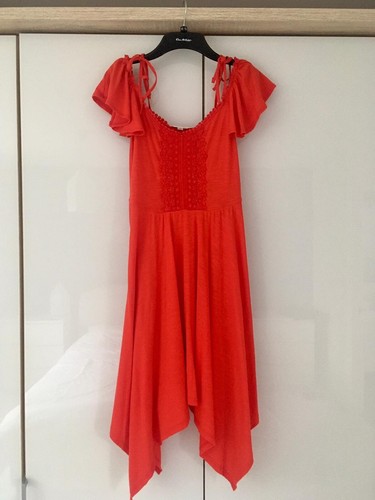 Miss Selfridge red dress crochet detail on chest size 10 