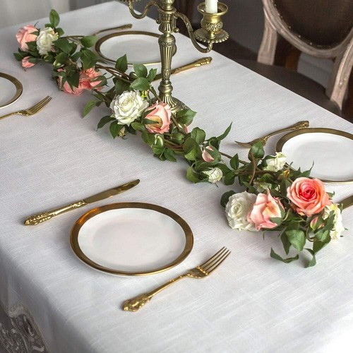 Elegant Macrame Border Tablecloth 60 x 104 Inch - Perfect for All Occasions - Picture 5 of 9